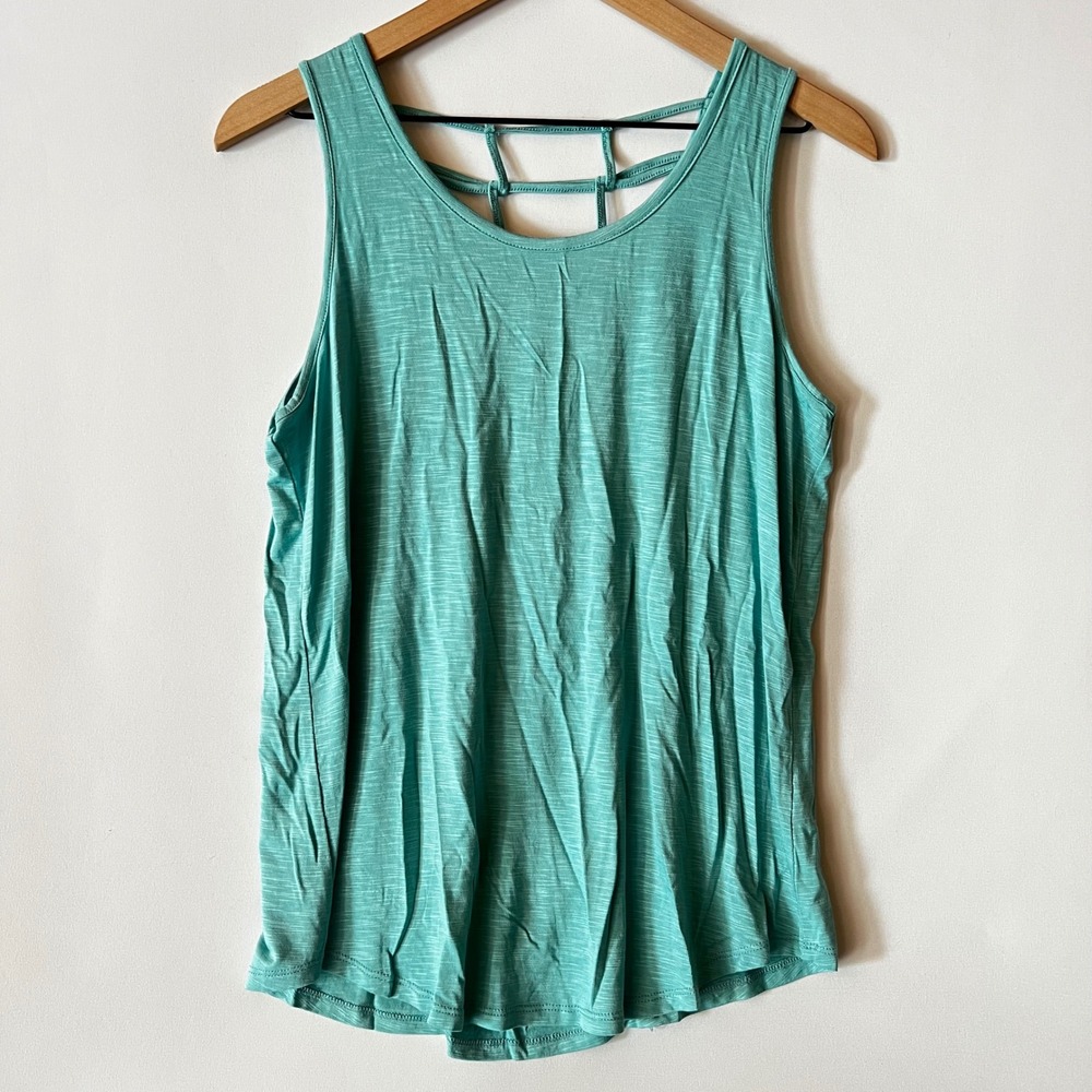 NWT Maurices Teal Blue Caged Strappy Back Tank Top Shirt Knit Medium M